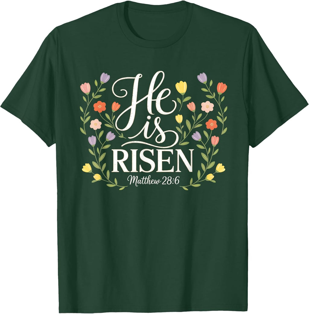 He is Risen Easter Florals Jesus Christian 2026 - Adult & Kids T-Shirts, Sweatshirts & Hoodies apparel design preview 1