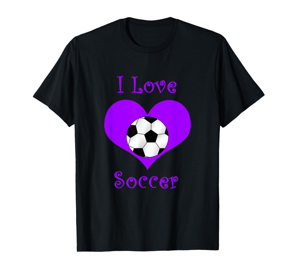 Girly Purple I Love Soccer Heart T-Shirt - Custom Art Print for Adults - T-Shirt, Sweatshirt, Hoodie