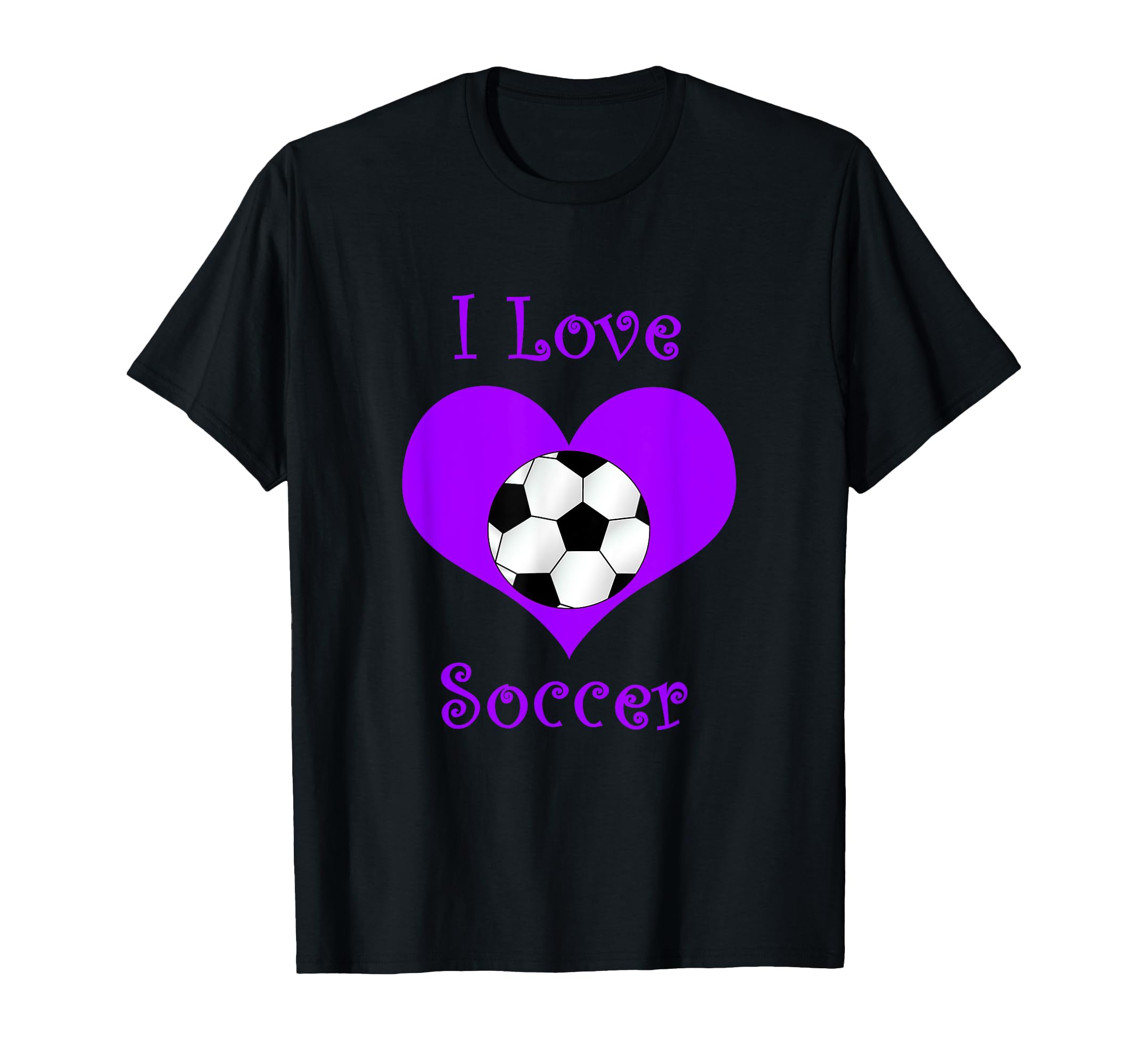 Girly Purple I Love Soccer Heart T-Shirt - Custom Art Print for Adults - T-Shirt, Sweatshirt, Hoodie