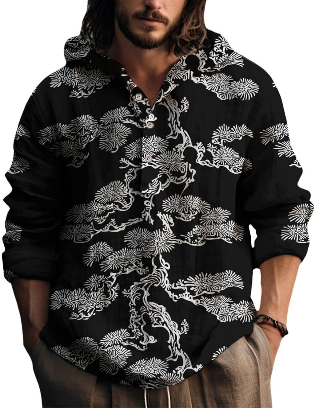 Japanese Style Hooded Button Down Casual Tops for - Adult & Kids T-Shirts, Sweatshirts & Hoodies apparel design preview 1