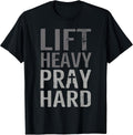 Lift Heavy Pray Hard Christian Gym Faith - Adult & Kids T-Shirts, Sweatshirts & Hoodies apparel design preview 1