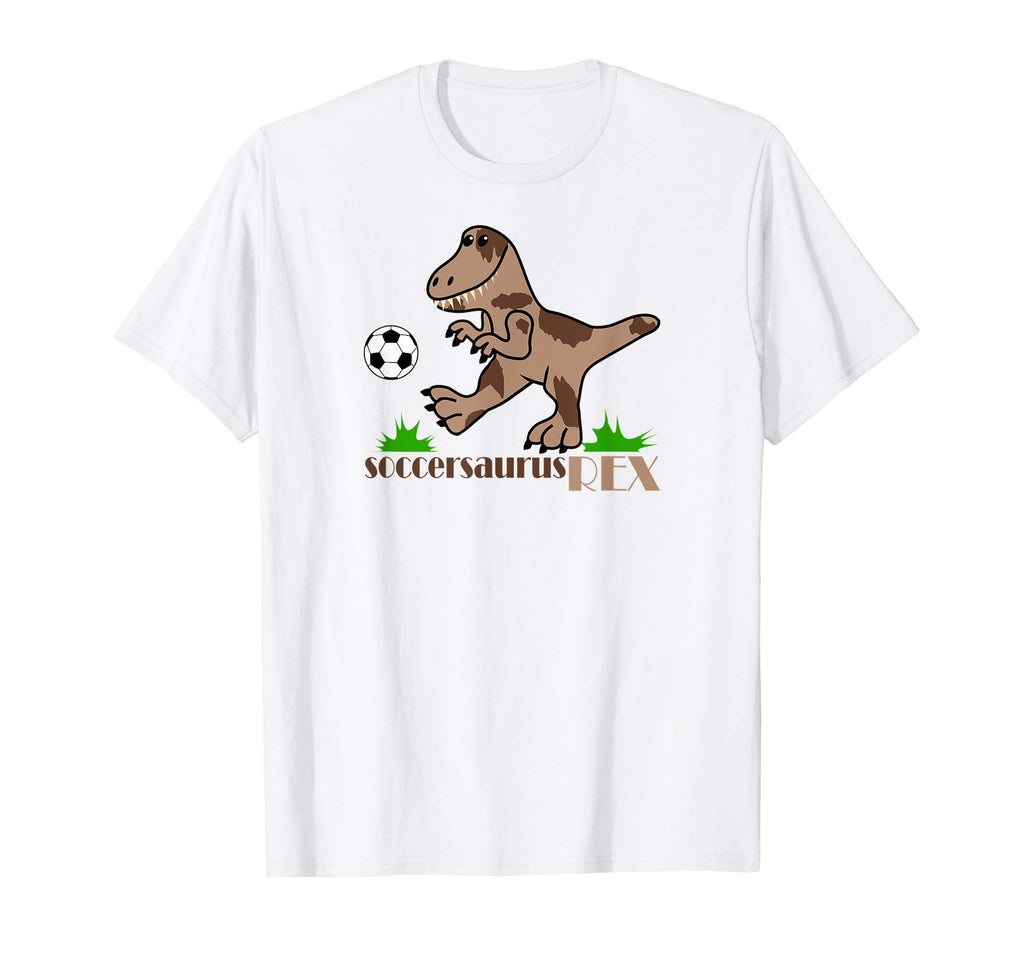 Soccersaurus Rex Dinosaur Playing Soccer T-Shirt - Trendy Graphic Unisex - T-Shirt, Sweatshirt, Hoodie