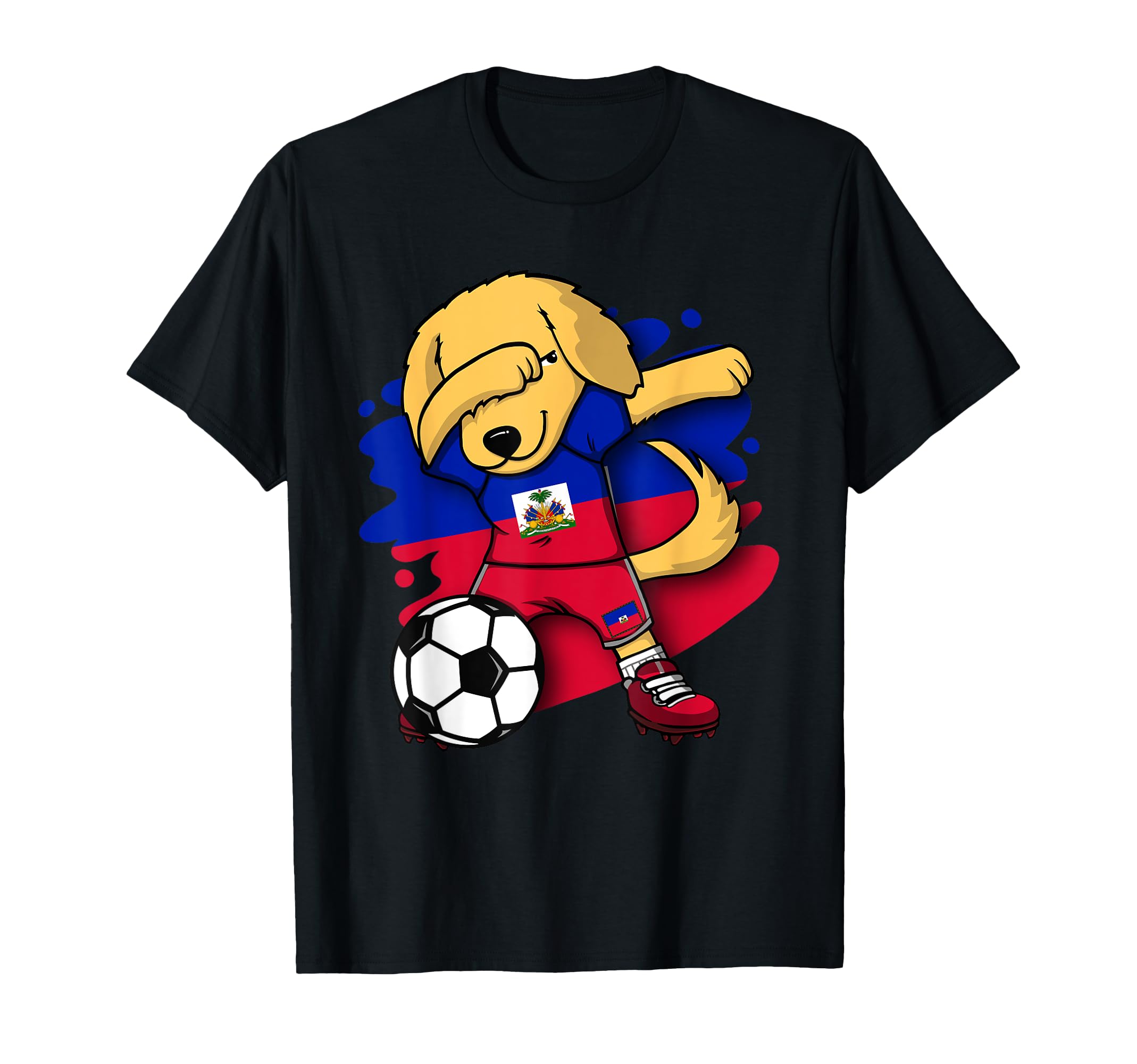 Dabbing Golden Retriever Haiti T-Shirt - Minimalist Print for Adults - T-Shirt, Sweatshirt, Hoodie