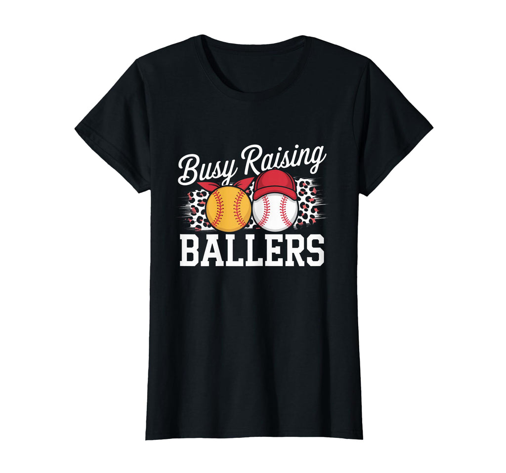 Busy Raising Ballers Leopard Baseball T-Shirt - Novelty Apparel Unisex - T-Shirt, Sweatshirt, Hoodie