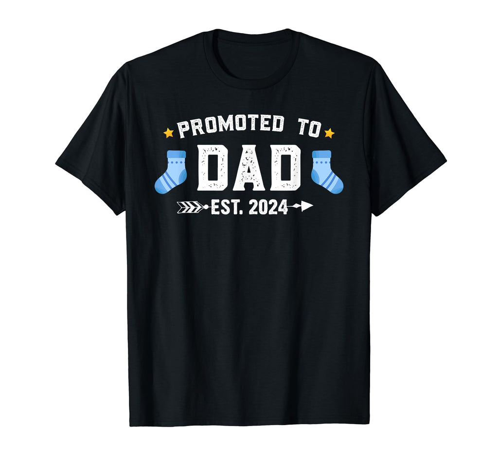 New Dad 1St Time Dad Est 2024 Promoted To T-Shirt - Unique Graphic Unisex - T-Shirt, Sweatshirt, Hoodie