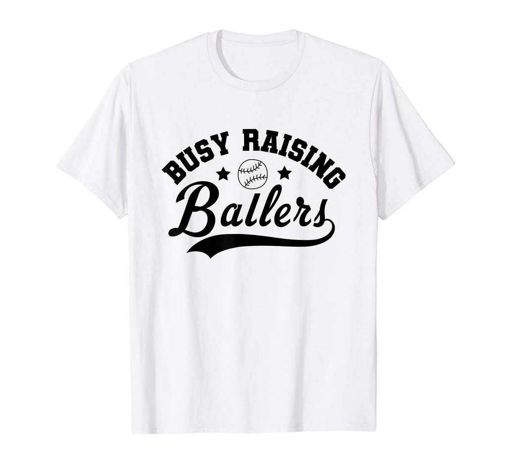 Busy Raising Ballers Baseball Mom T-Shirt - Minimalist Print for Adults - T-Shirt, Sweatshirt, Hoodie