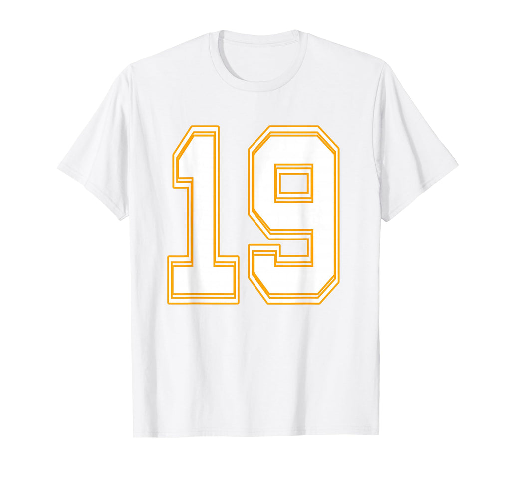 Number 19 Red Yellow White Football T-Shirt - Aesthetic Graphic for Adults - T-Shirt, Sweatshirt, Hoodie