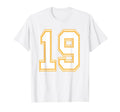 Number 19 Red Yellow White Football T-Shirt - Aesthetic Graphic for Adults - T-Shirt, Sweatshirt, Hoodie
