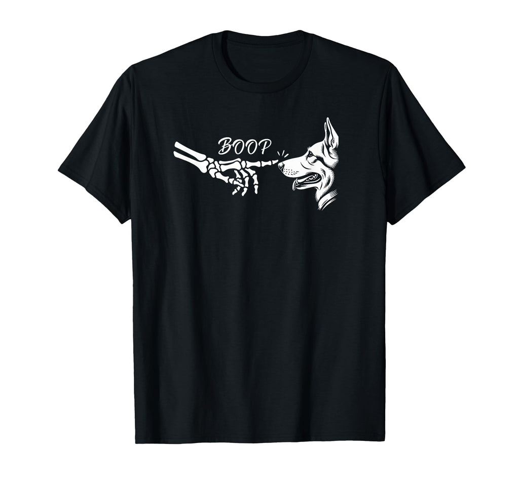 German Shepherd Skeleton Hand Boop T-Shirt - Novelty Apparel Men Women - T-Shirt, Sweatshirt, Hoodie
