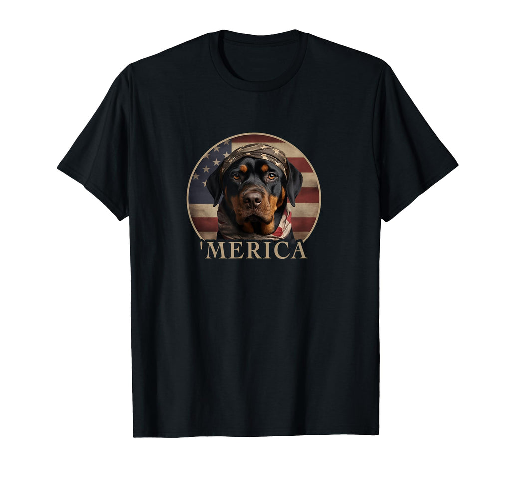 Rottie Dog Mom Dad Merica Rottweiler T-Shirt - Custom Art Print for Adults - T-Shirt, Sweatshirt, Hoodie