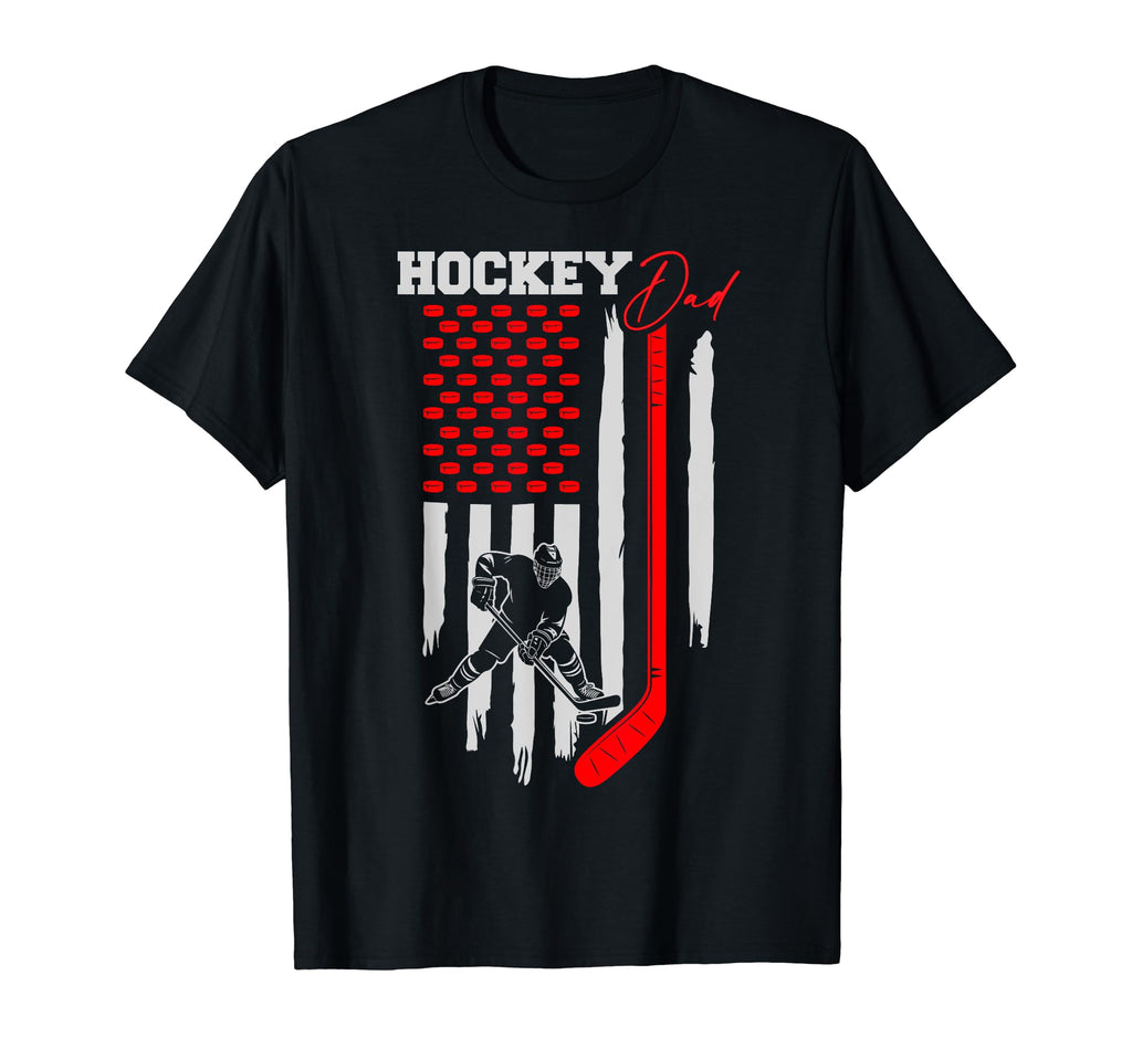 Usa Flag Hockey Player Proud Hockey Dad T-Shirt - Unique Graphic Men Women - T-Shirt, Sweatshirt, Hoodie