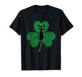Black Cat Shamrock Distressed St T-Shirt - Novelty Apparel Men Women - T-Shirt, Sweatshirt, Hoodie