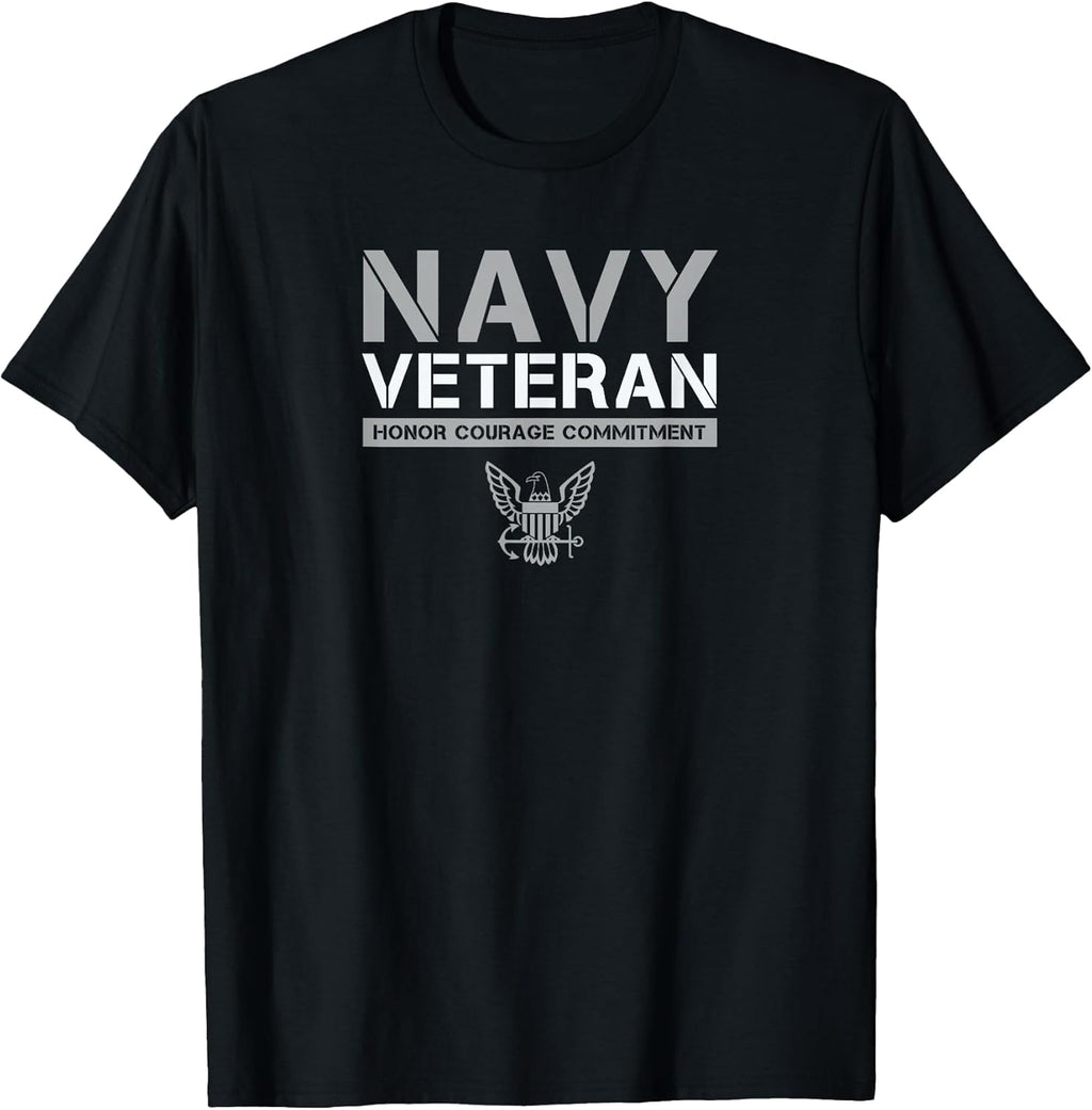 US Navy Veteran Honor Courage Commitment - Adult & Kids T-Shirts, Sweatshirts & Hoodies apparel design preview 1