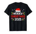 Merry 2025 Lights Red Santa Hat Funny T-Shirt - Minimalist Print Men Women - T-Shirt, Sweatshirt, Hoodie