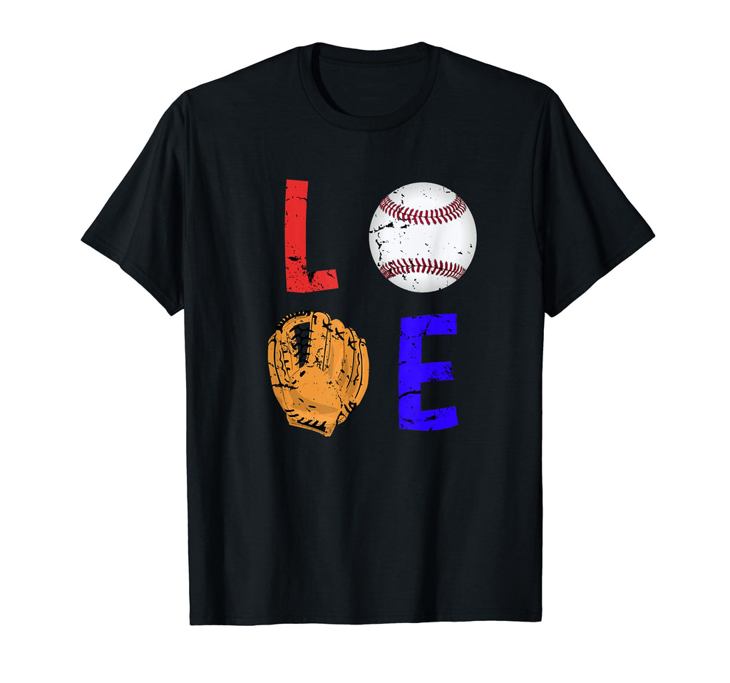 Distressed Baseball Dad Mom Love T-Shirt - Custom Art Print Men Women - T-Shirt, Sweatshirt, Hoodie