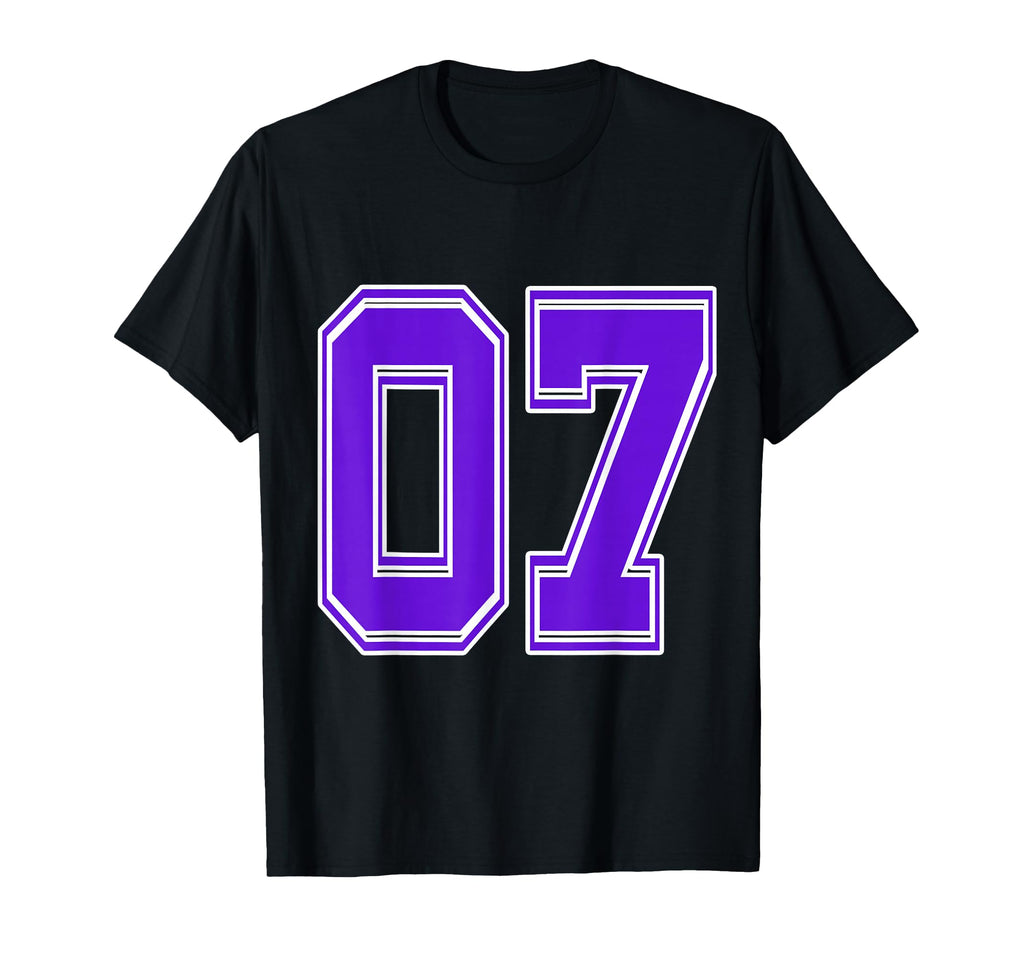 Purple Number 07 Football Baseball T-Shirt - Streetwear Style for Adults - T-Shirt, Sweatshirt, Hoodie