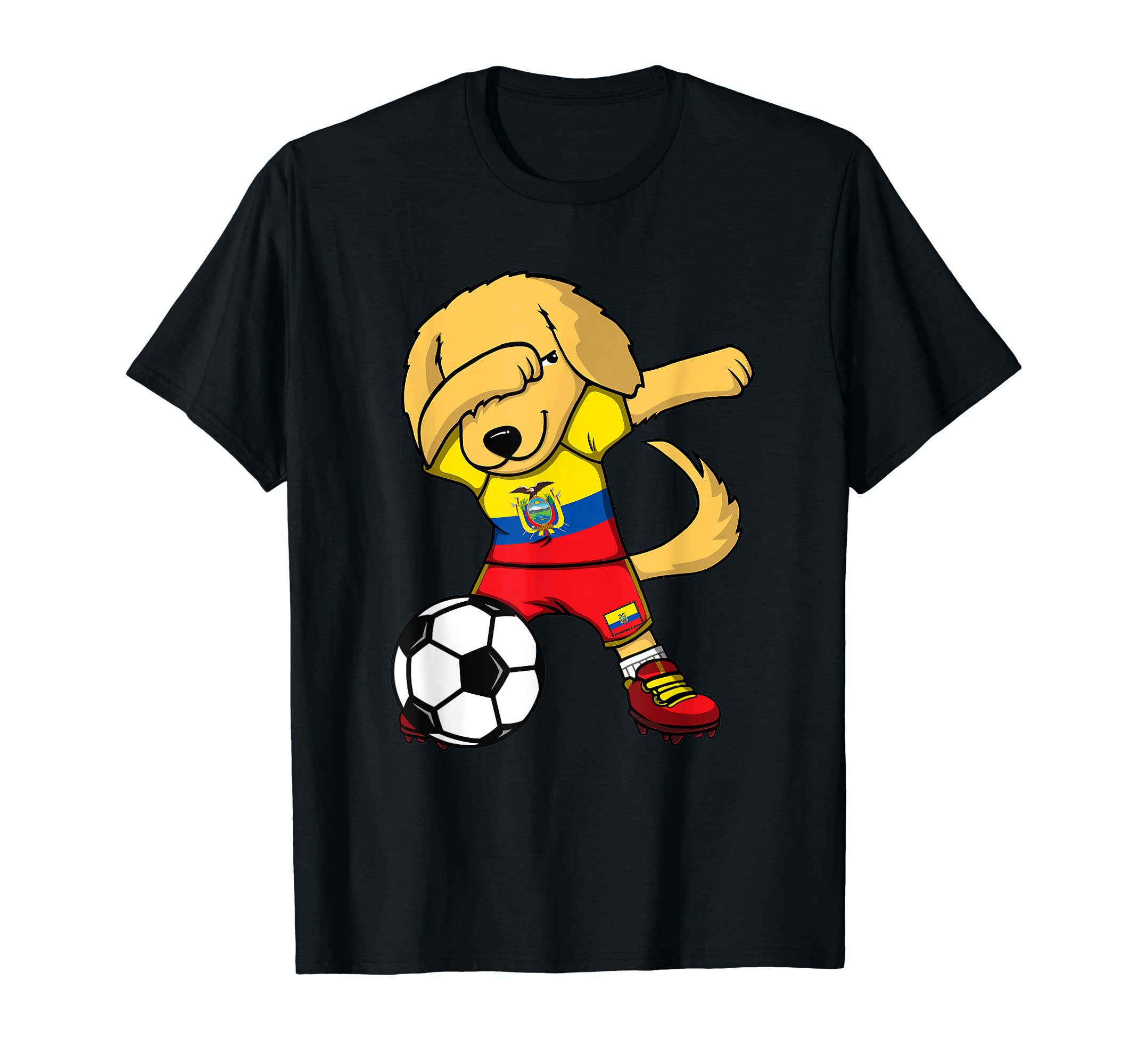 Dabbing Golden Retriever Ecuador T-Shirt - Novelty Apparel Men Women - T-Shirt, Sweatshirt, Hoodie