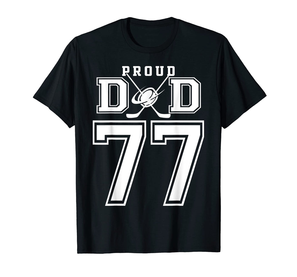 Number 77 Custom Proud Hockey Dad T-Shirt - Unique Graphic for Adults - T-Shirt, Sweatshirt, Hoodie