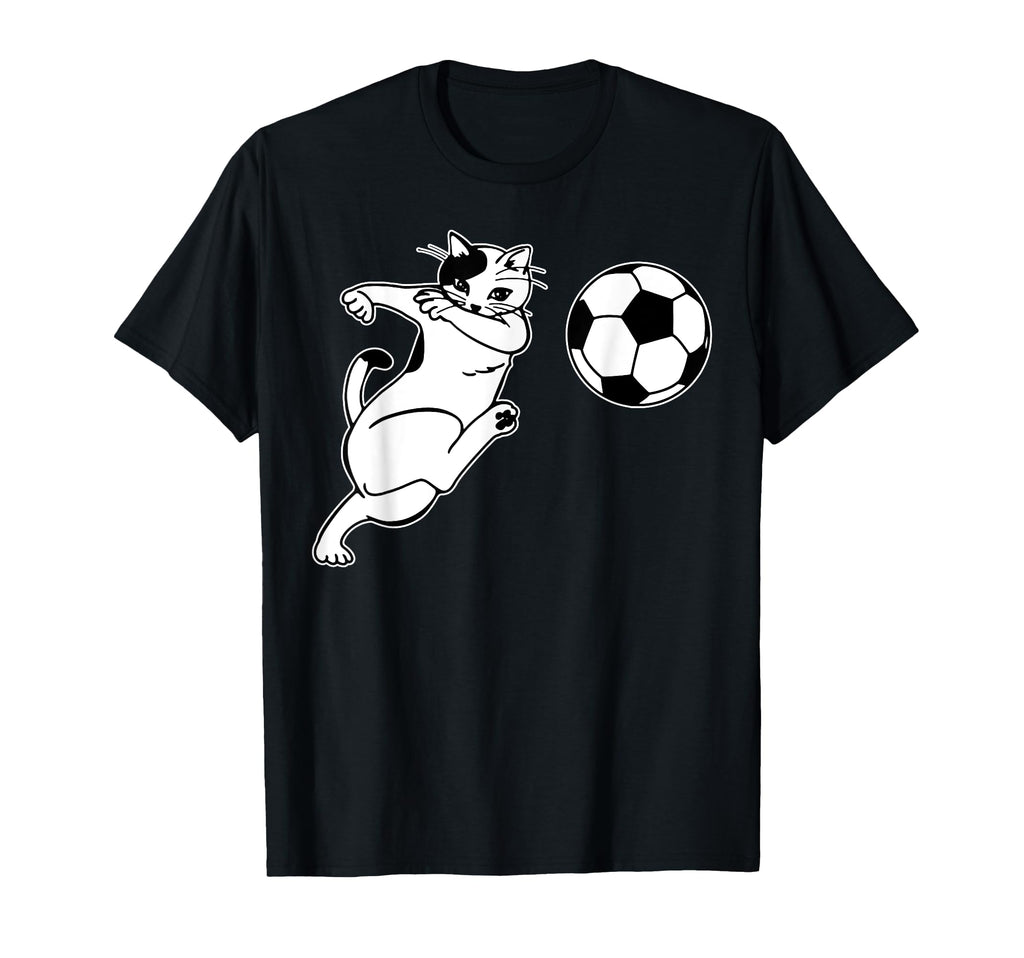 Dabbing Cat Soccer Ball Kick Fun T-Shirt - Unique Graphic Unisex - T-Shirt, Sweatshirt, Hoodie