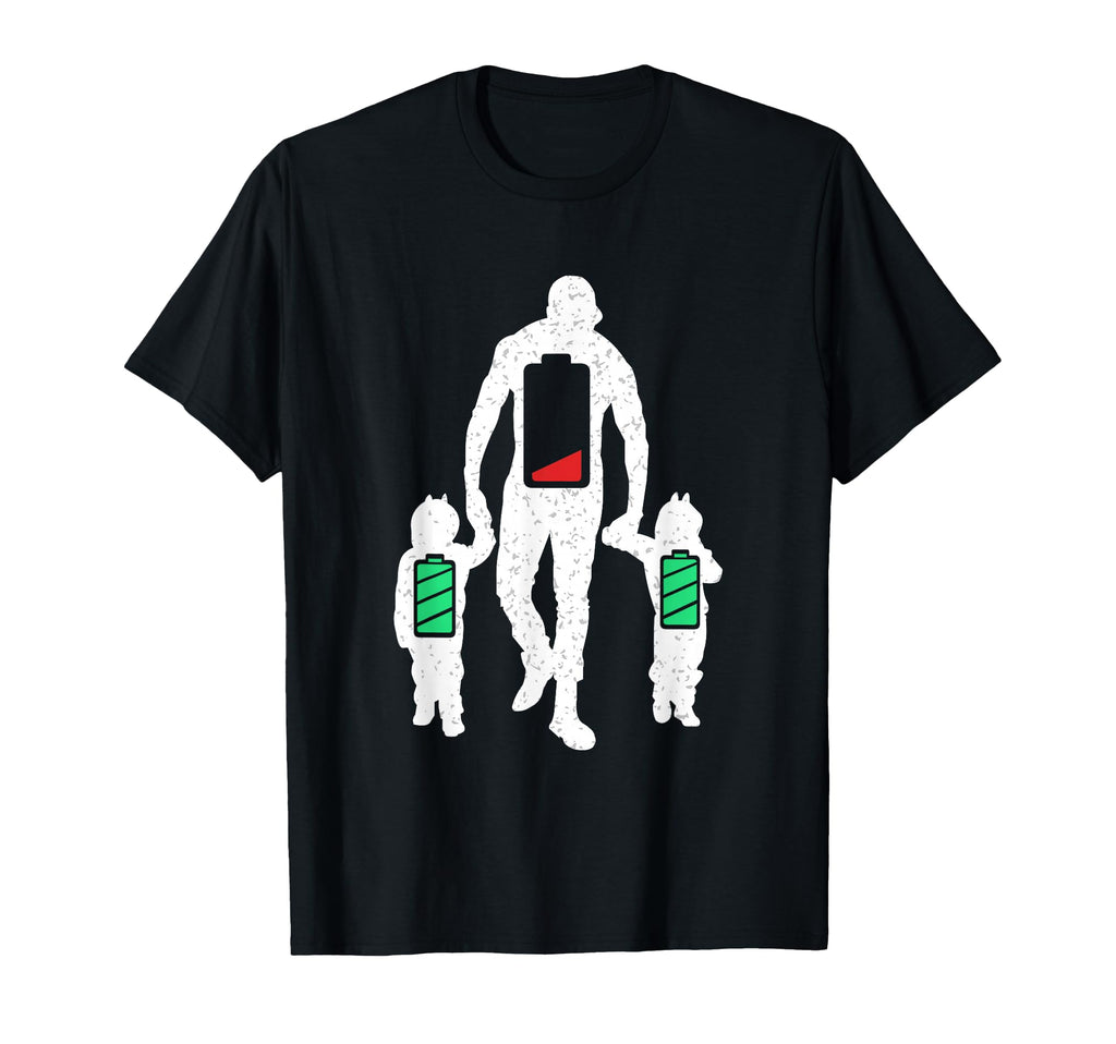 Funny Tired Twin Dad Low Battery Full T-Shirt - Aesthetic Graphic Unisex - T-Shirt, Sweatshirt, Hoodie