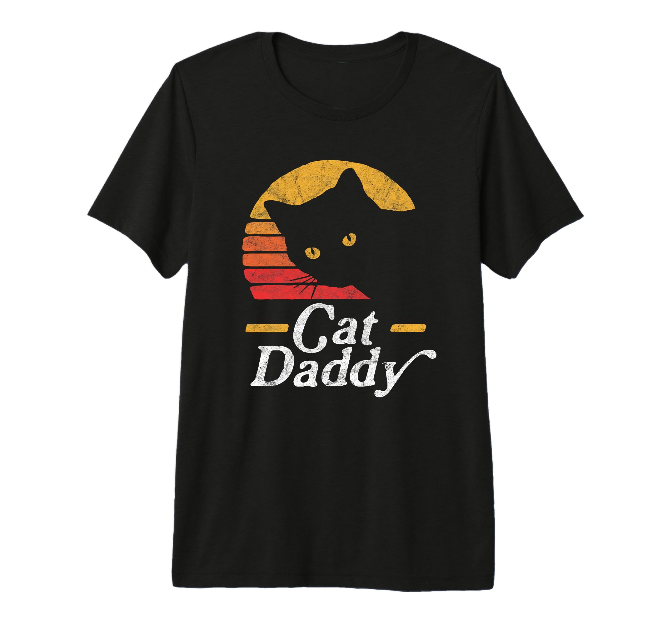 Cat Daddy Eighties Cat Distressed Tri T-Shirt - Minimalist Print Unisex - T-Shirt, Sweatshirt, Hoodie