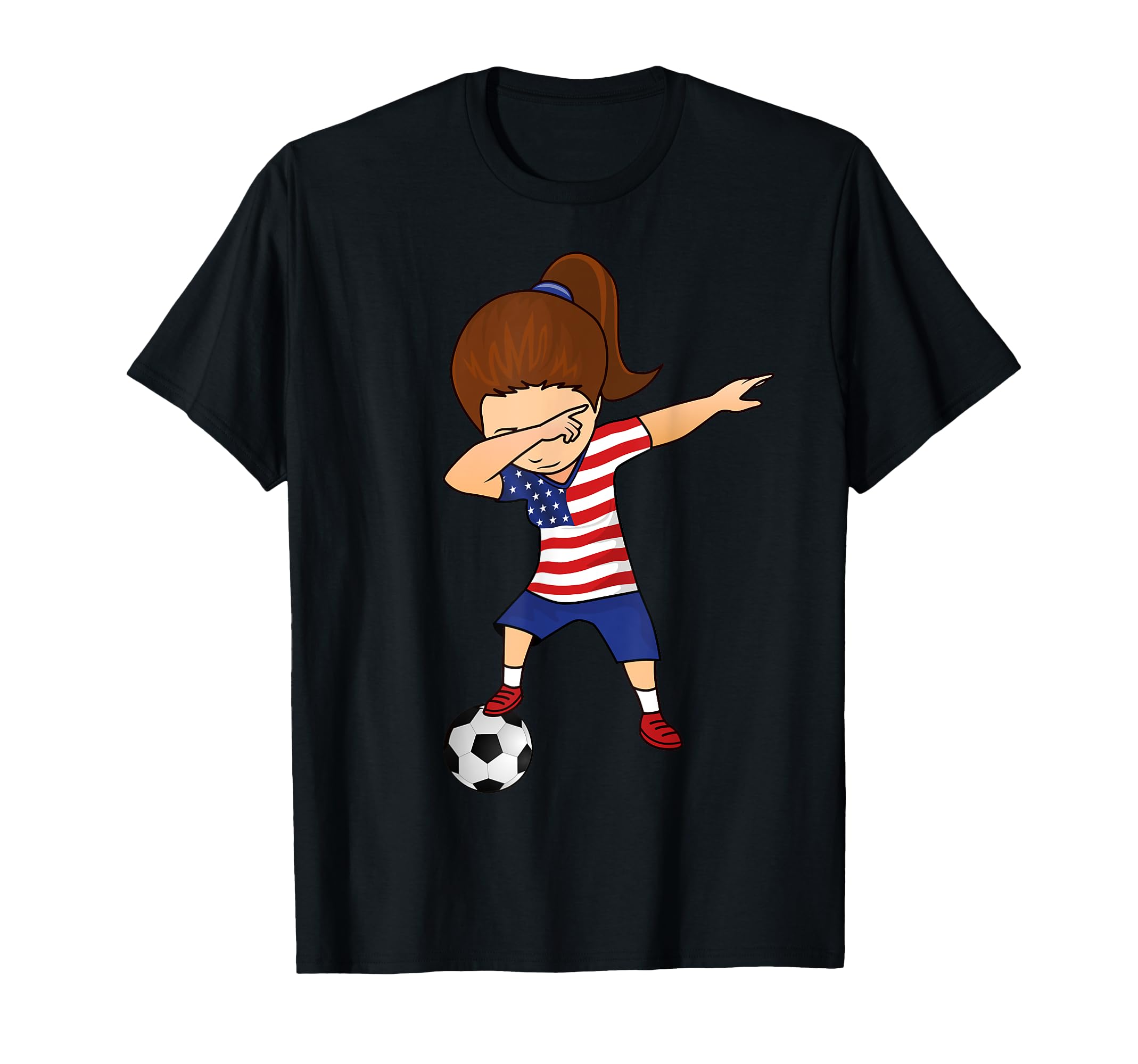 Soccer Dabbing Soccer Usa Flag T-Shirt - Casual Everyday Wear for Adults - T-Shirt, Sweatshirt, Hoodie