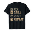 Funny Bbq Dad Fix Grill Rest Repeat T-Shirt - Aesthetic Graphic Unisex - T-Shirt, Sweatshirt, Hoodie