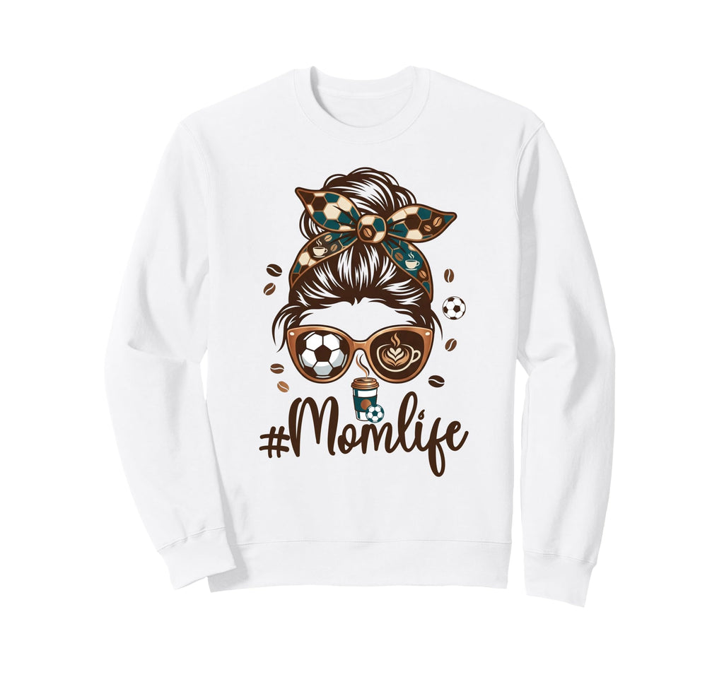 Soccer Mom Coffee Lover Messy Bun Game Sweatshirt - Novelty Apparel Unisex - T-Shirt, Sweatshirt, Hoodie