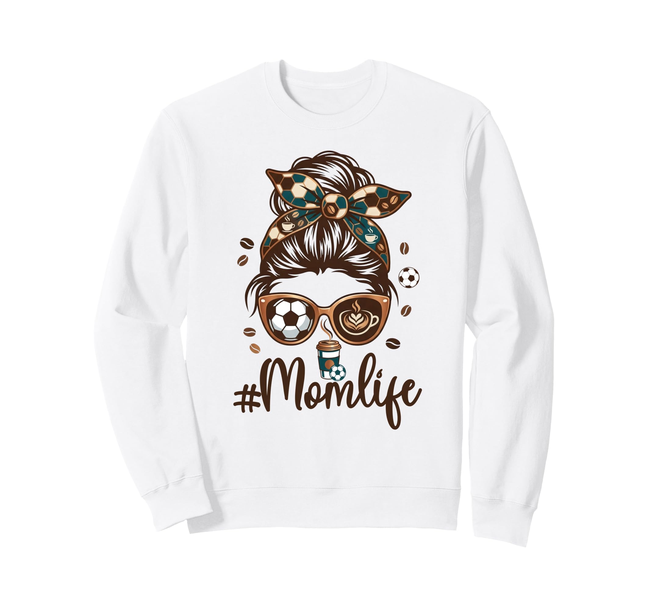 Soccer Mom Coffee Lover Messy Bun Game Sweatshirt - Novelty Apparel Unisex - T-Shirt, Sweatshirt, Hoodie