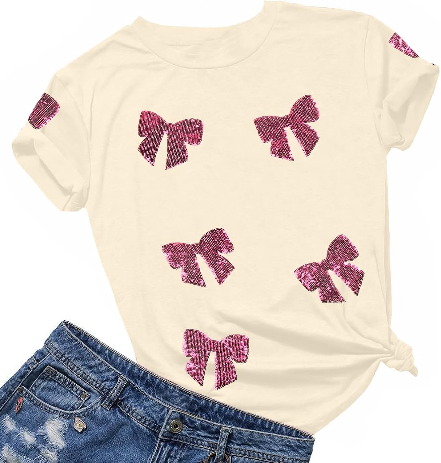 Womens Bow Coquette Aesthetic Cute Sequin Graphic - Adult & Kids T-Shirts, Sweatshirts & Hoodies apparel design preview 1