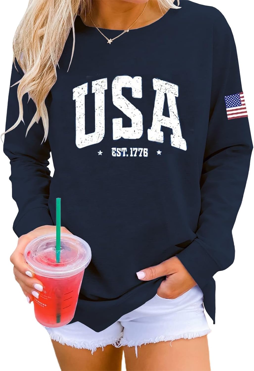 Womens USA Casual Graphic Knit Crew Neck Loose - Adult & Kids T-Shirts, Sweatshirts & Hoodies apparel design preview 1