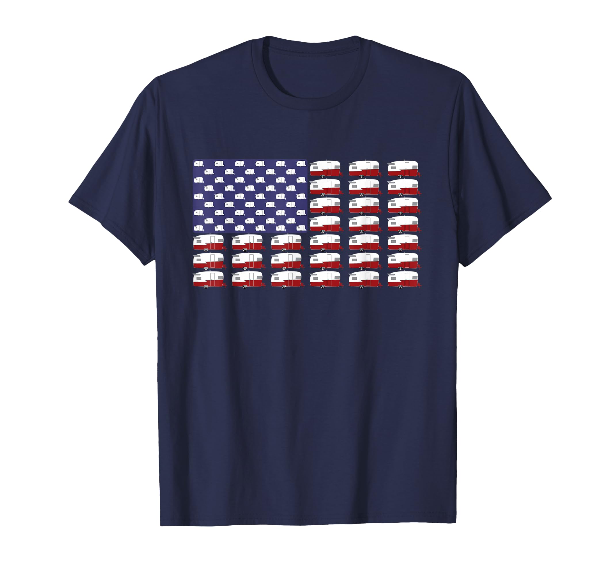 Rv Camper Trailer American Flag T-Shirt - Unique Graphic Men Women - T-Shirt, Sweatshirt, Hoodie