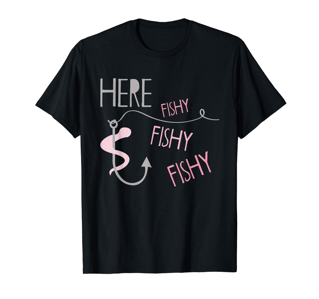 Here Fishy Fishy Fishy Funny Fishing Worm T-Shirt - Unique Graphic Unisex - T-Shirt, Sweatshirt, Hoodie