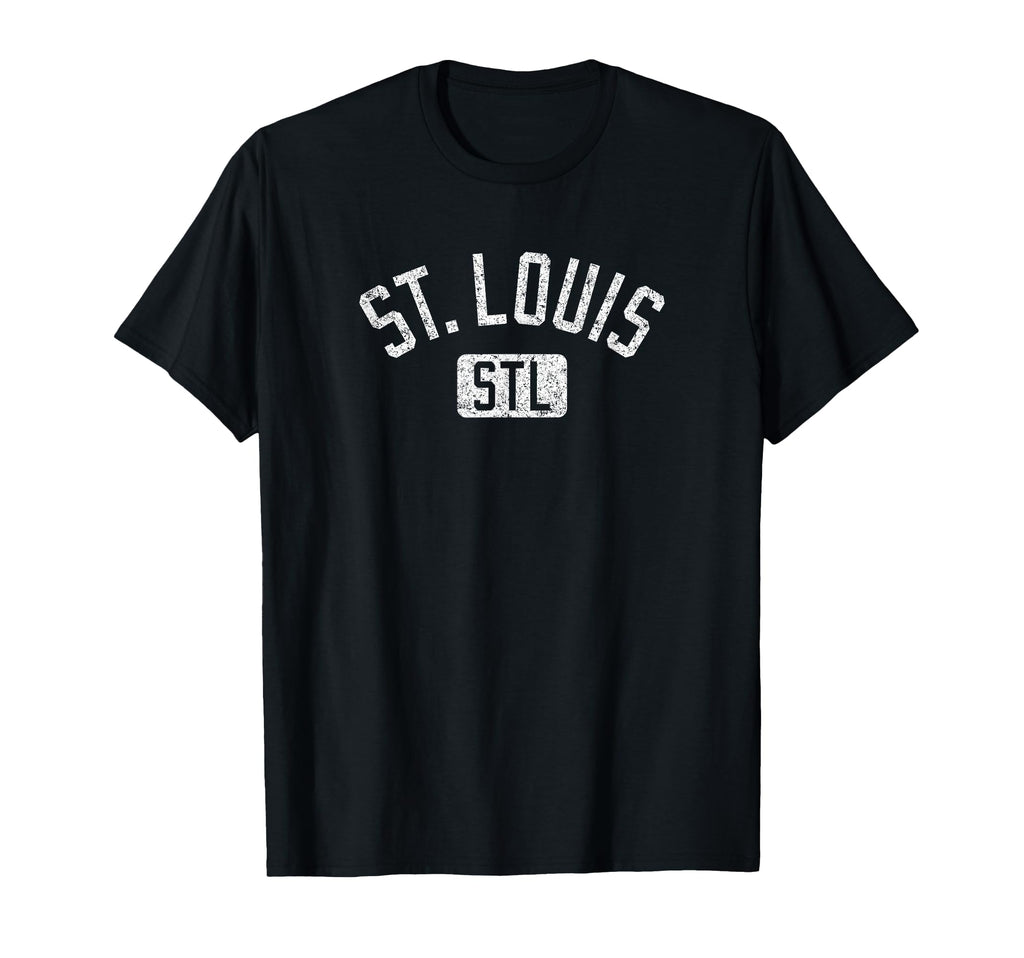 St Louis Stl Text Distressed White T-Shirt - Fun Novelty Design Men Women - T-Shirt, Sweatshirt, Hoodie