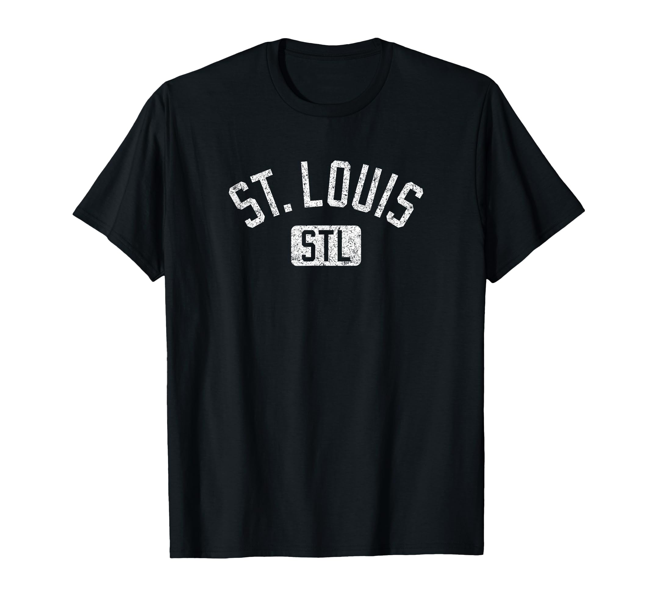 St Louis Stl Text Distressed White T-Shirt - Fun Novelty Design Men Women - T-Shirt, Sweatshirt, Hoodie