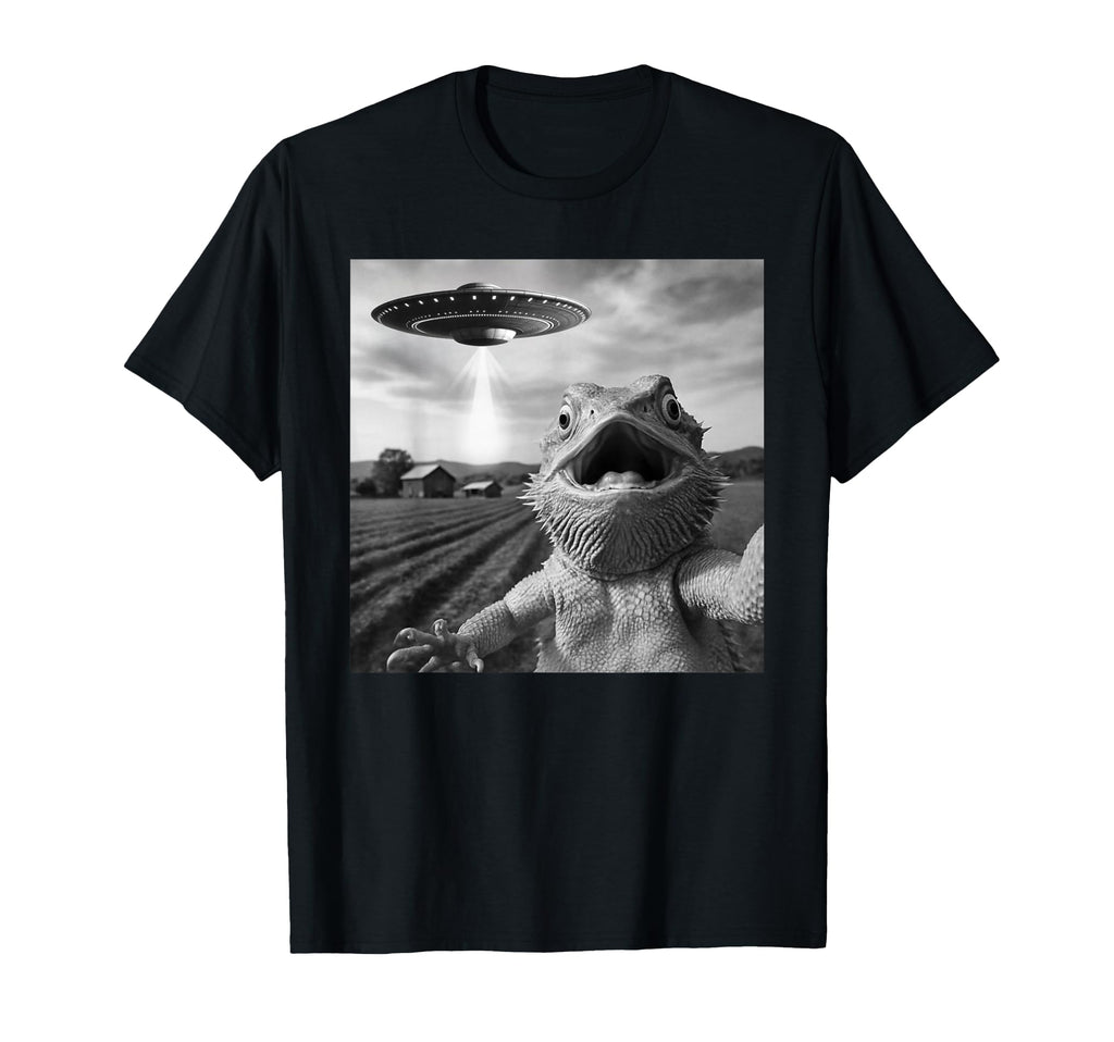 Funny Bearded Dragon Selfie Alien Ufo T-Shirt - Graphic Print for Adults - T-Shirt, Sweatshirt, Hoodie
