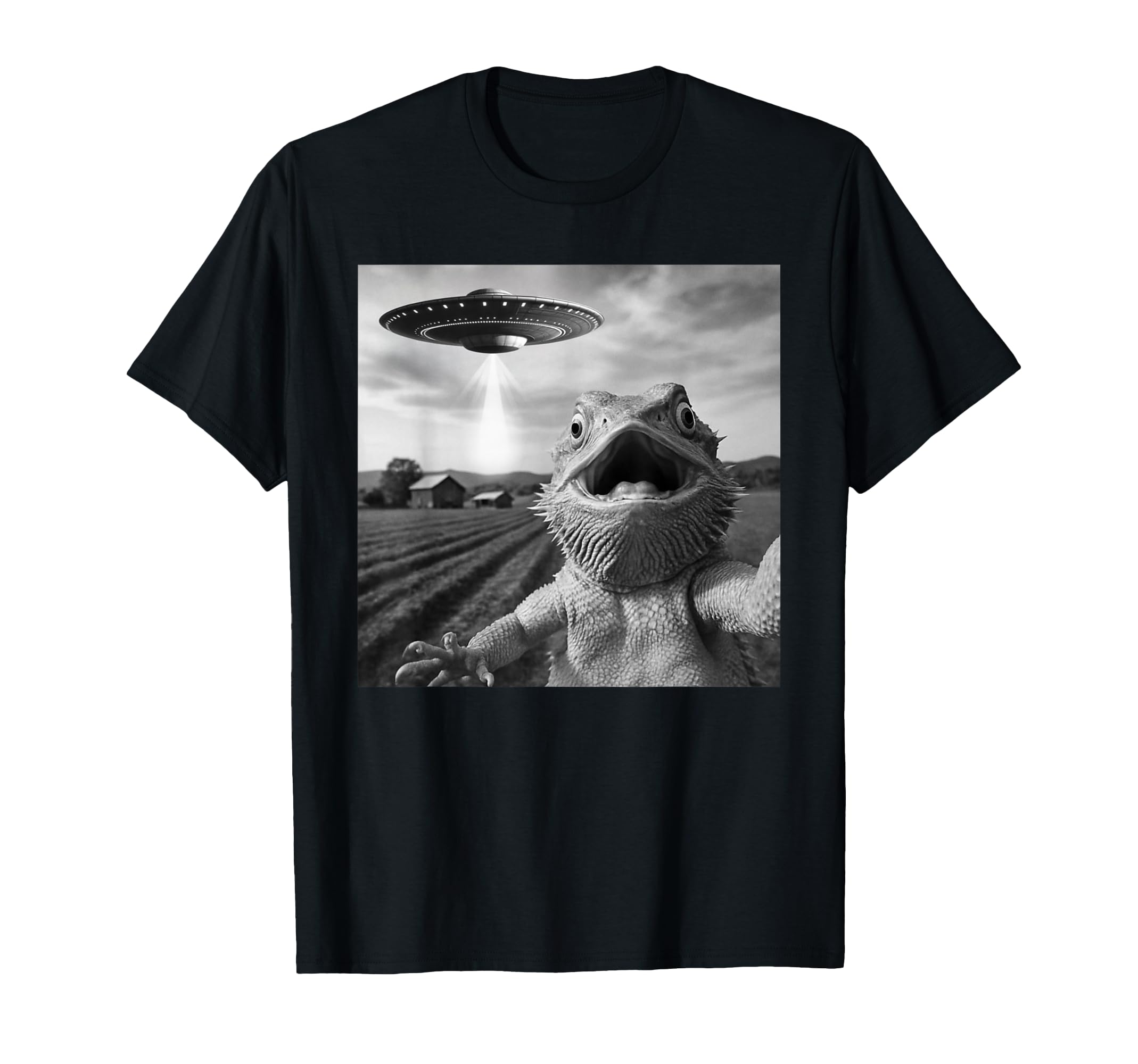 Funny Bearded Dragon Selfie Alien Ufo T-Shirt - Graphic Print for Adults - T-Shirt, Sweatshirt, Hoodie