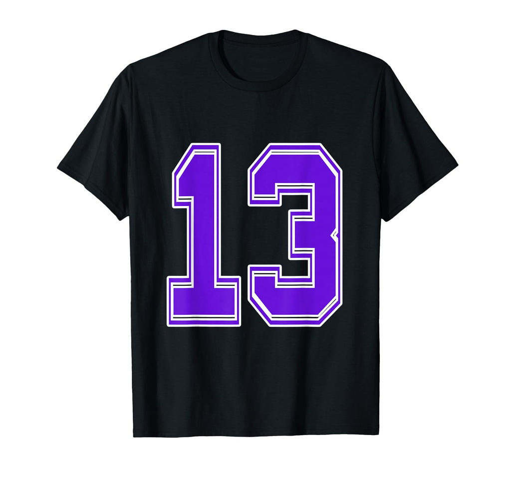 Purple Number 13 Football Baseball T-Shirt - Trendy Graphic for Adults - T-Shirt, Sweatshirt, Hoodie