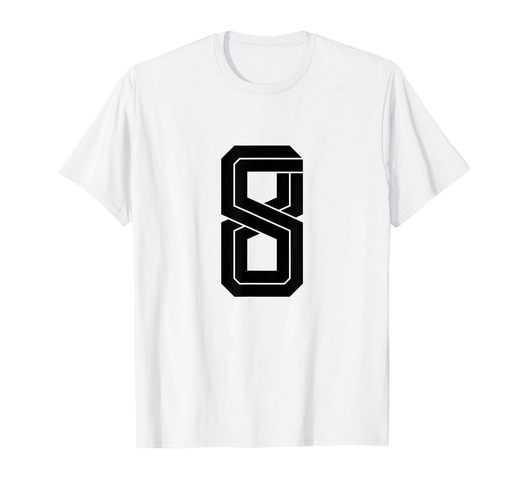8 White Number 8 Sports Fan Soccer T-Shirt - Fun Novelty Design for Adults - T-Shirt, Sweatshirt, Hoodie