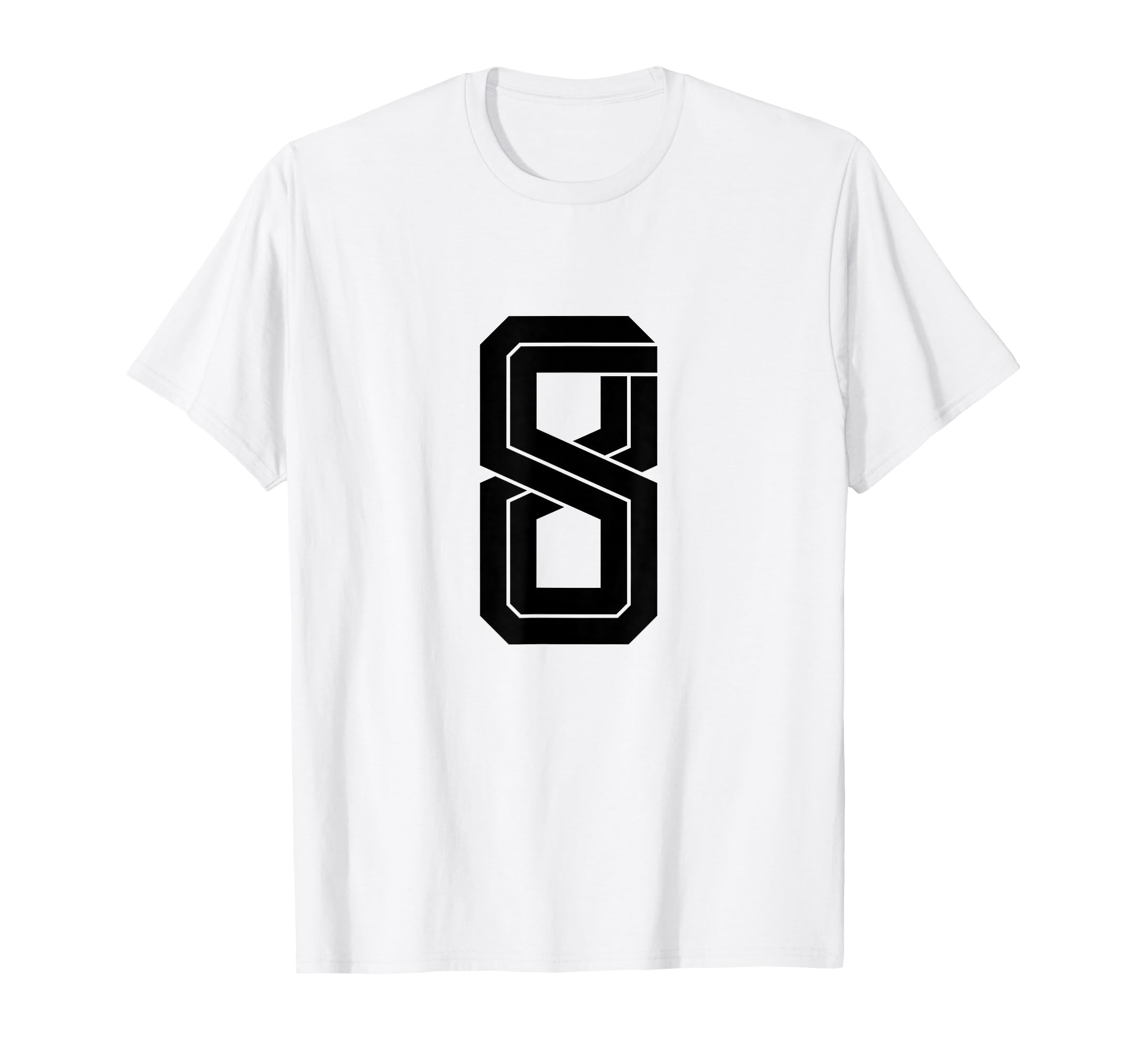8 White Number 8 Sports Fan Soccer T-Shirt - Fun Novelty Design for Adults - T-Shirt, Sweatshirt, Hoodie