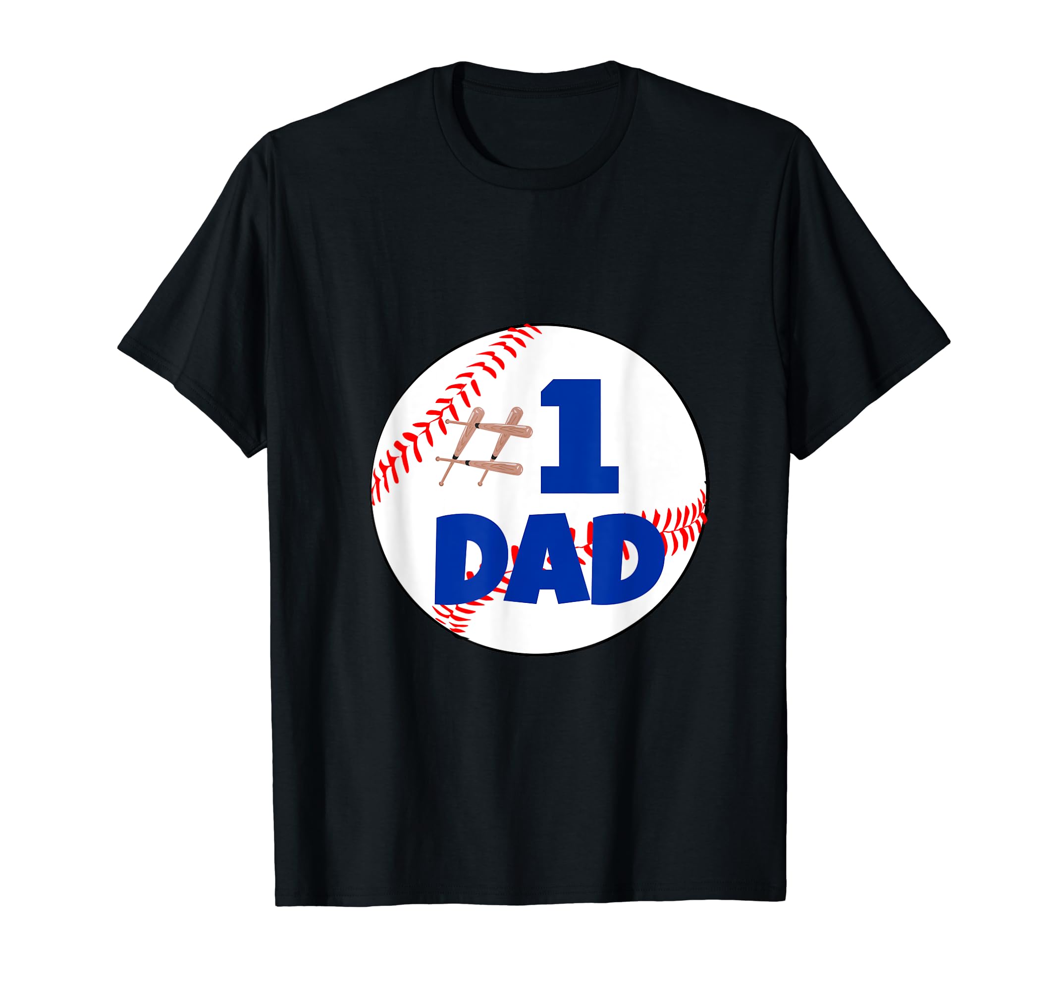 Number 1 Baseball Dad Bats Ball T-Shirt - Custom Art Print for Adults - T-Shirt, Sweatshirt, Hoodie