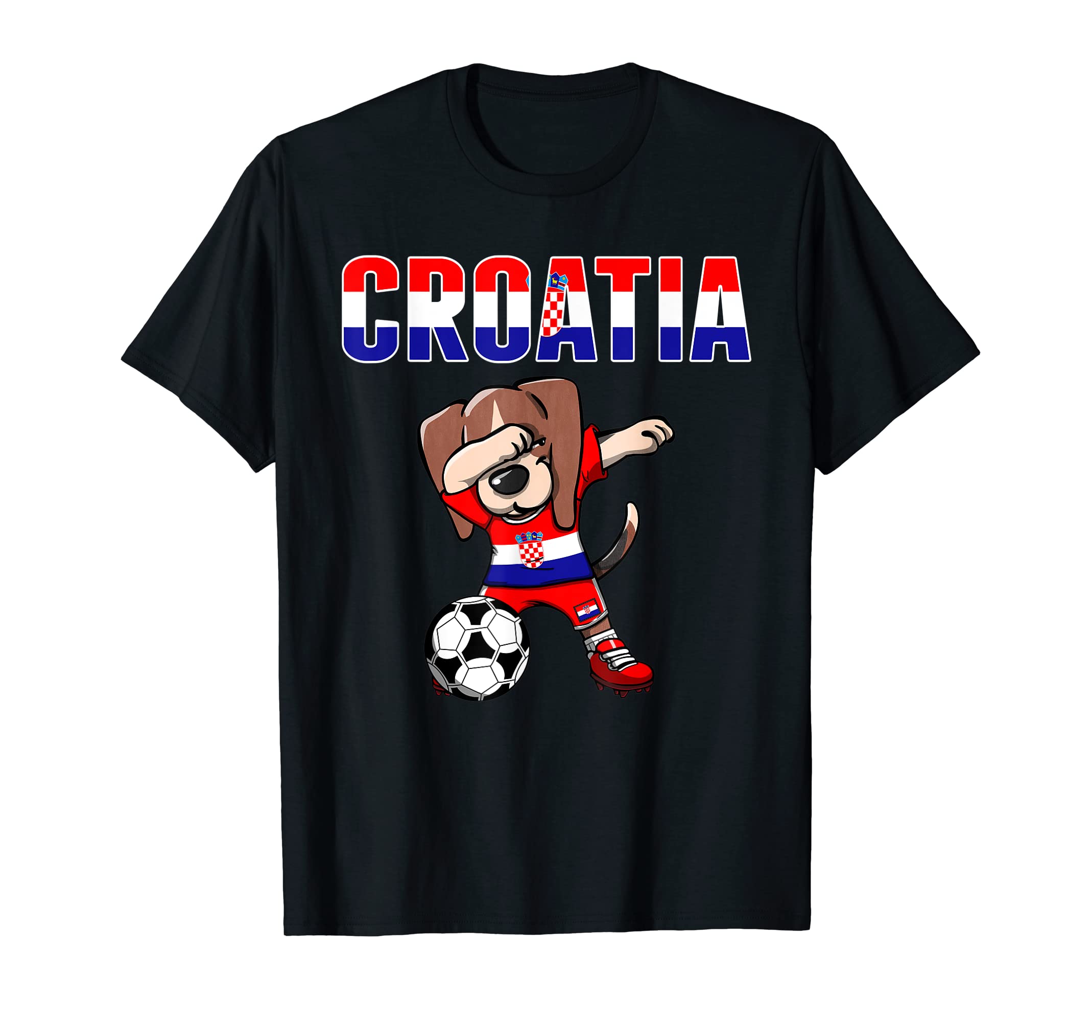 Dabbing Beagle Dog Croatia Soccer Fans T-Shirt - Minimalist Print Unisex - T-Shirt, Sweatshirt, Hoodie
