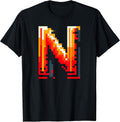 Initial Name Letter N Alphabet In Pixel Art Style - Adult & Kids T-Shirts, Sweatshirts & Hoodies apparel design preview 1