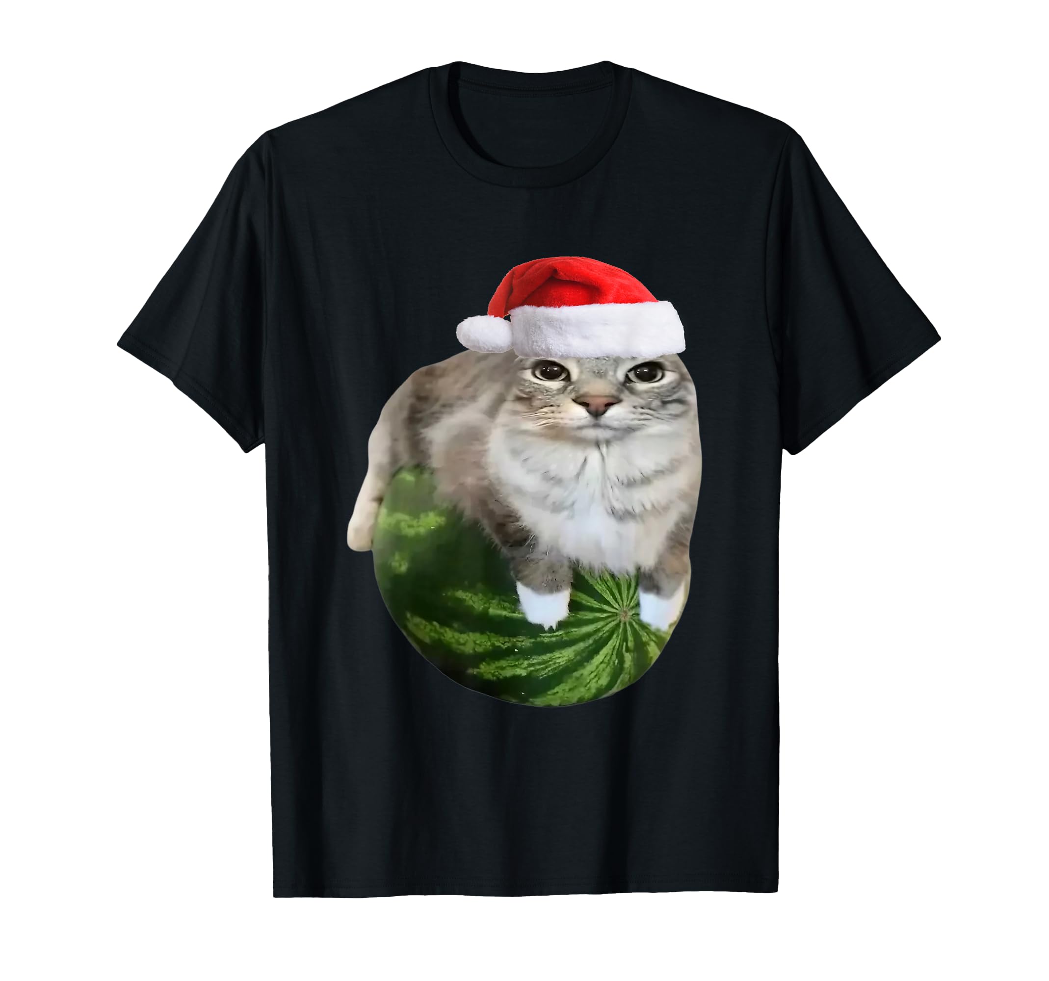 Watermelon Cat Santa Hat Funny Meme T-Shirt - Novelty Apparel Unisex - T-Shirt, Sweatshirt, Hoodie
