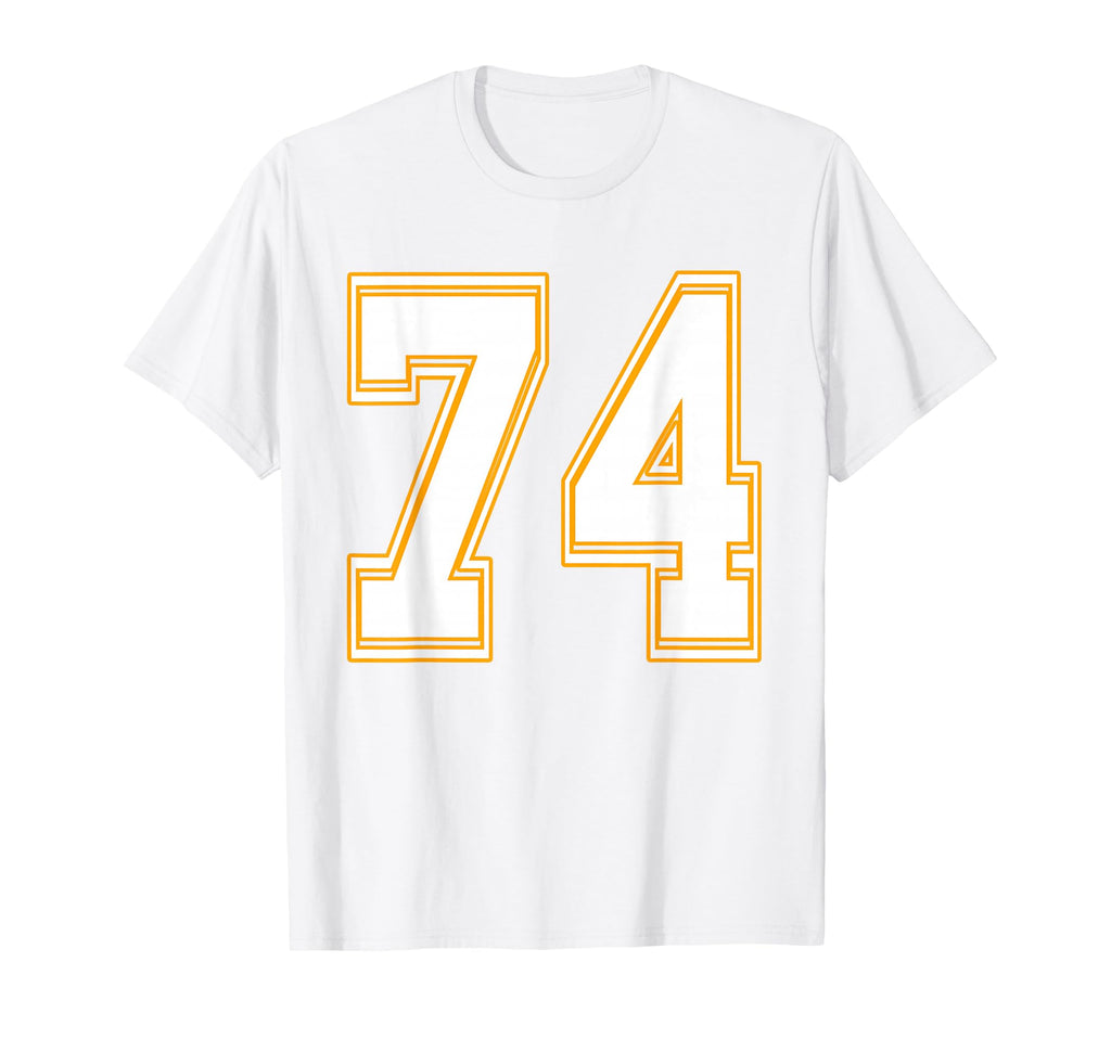 Number 74 Red Yellow White Football T-Shirt - Aesthetic Graphic Unisex - T-Shirt, Sweatshirt, Hoodie