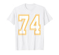 Number 74 Red Yellow White Football T-Shirt - Aesthetic Graphic Unisex - T-Shirt, Sweatshirt, Hoodie