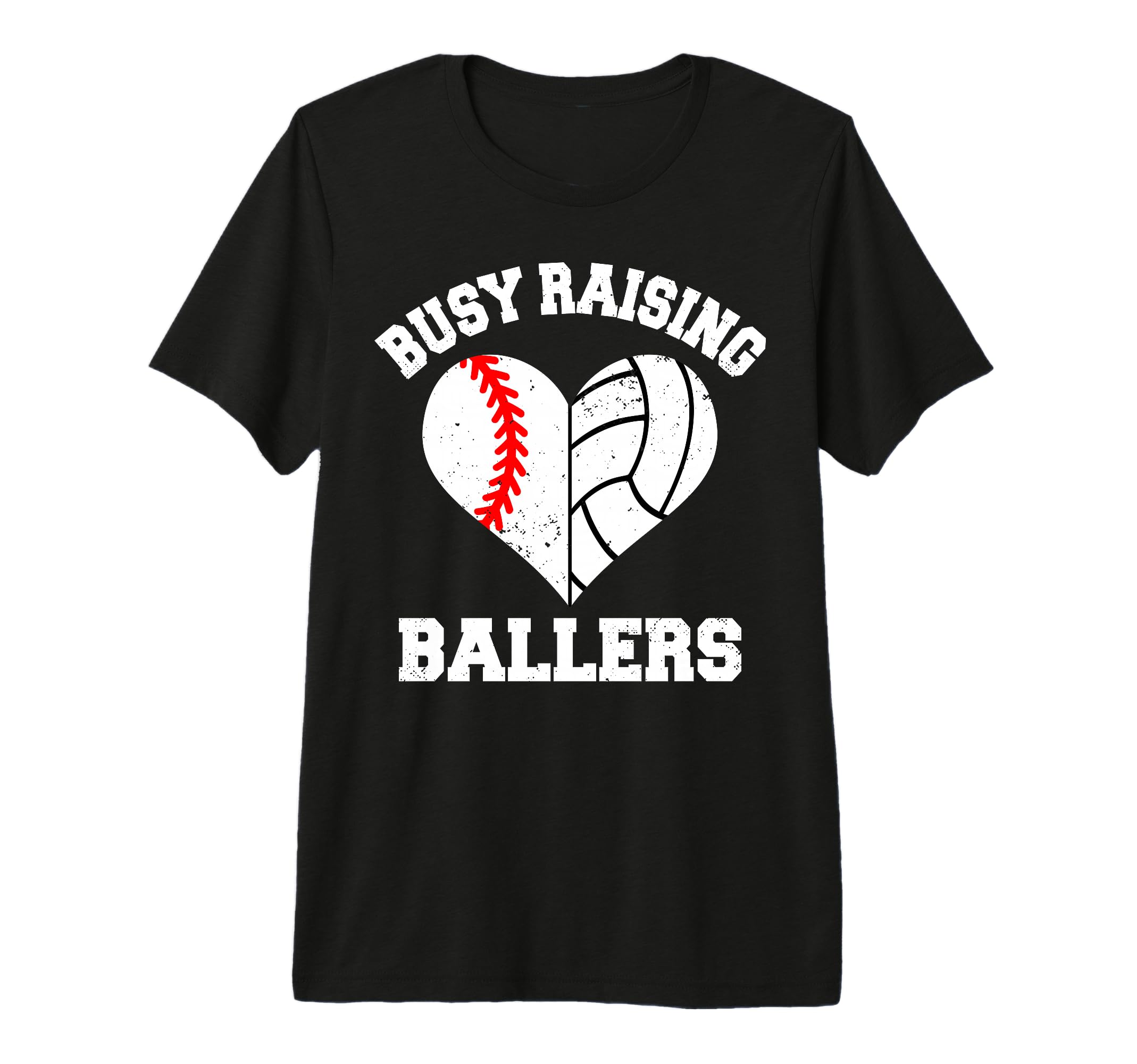 Busy Raising Ballers Baseball Volleyball T-Shirt - Unique Graphic Unisex - T-Shirt, Sweatshirt, Hoodie