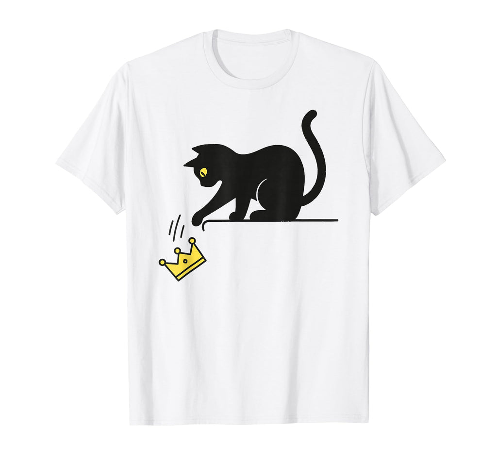 No Kings Black Cat Kicking Crown T-Shirt - Aesthetic Graphic for Adults - T-Shirt, Sweatshirt, Hoodie