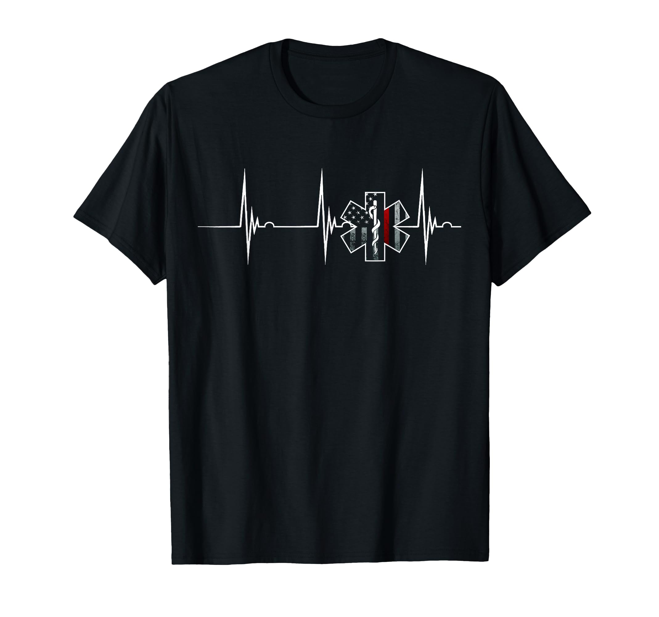 Firefighter Ems Heartbeat Ekg Pulse T-Shirt - Aesthetic Graphic for Adults - T-Shirt, Sweatshirt, Hoodie