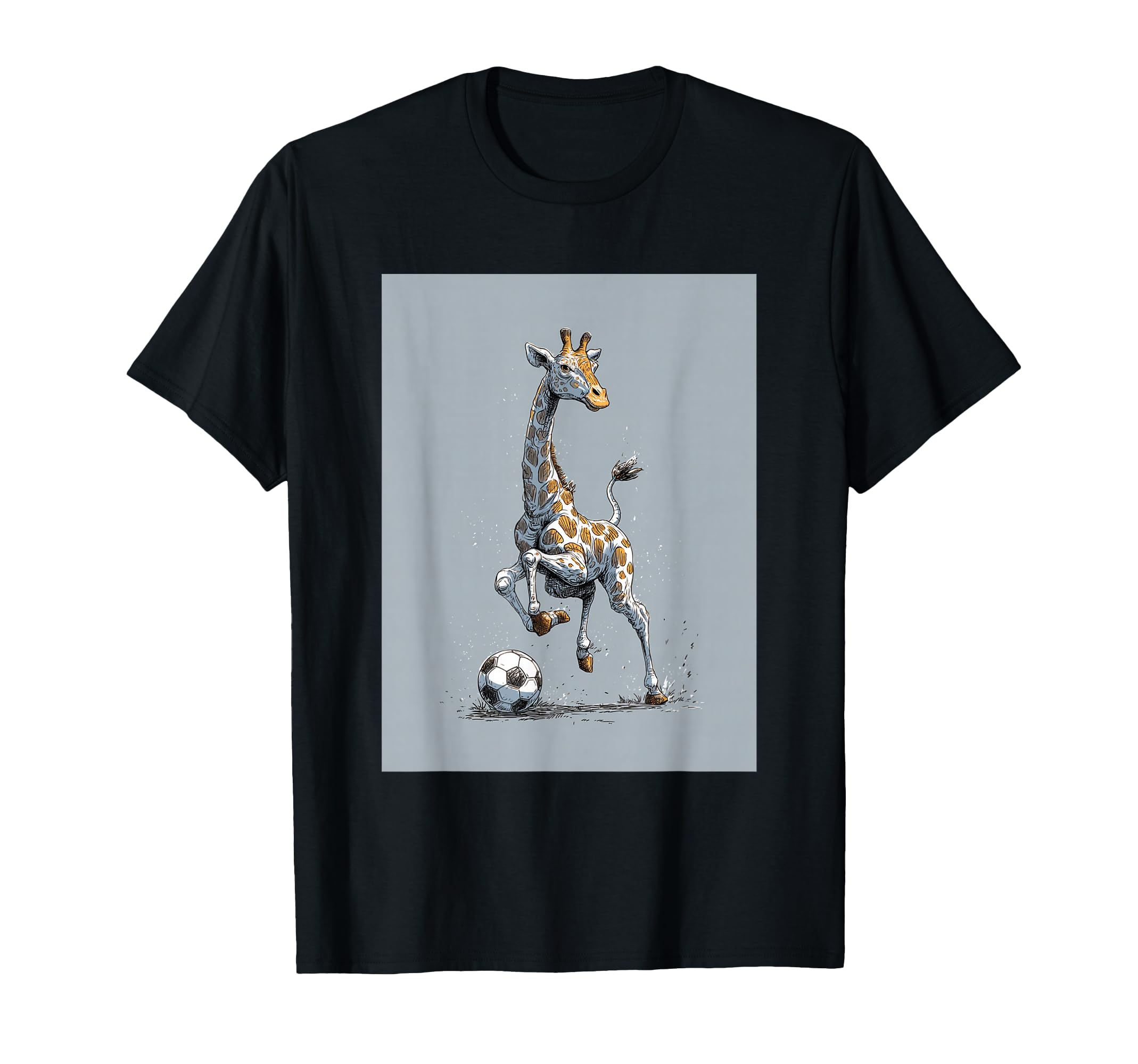 Giraffe Playing Soccer Portrait T-Shirt - Novelty Apparel Men Women - T-Shirt, Sweatshirt, Hoodie
